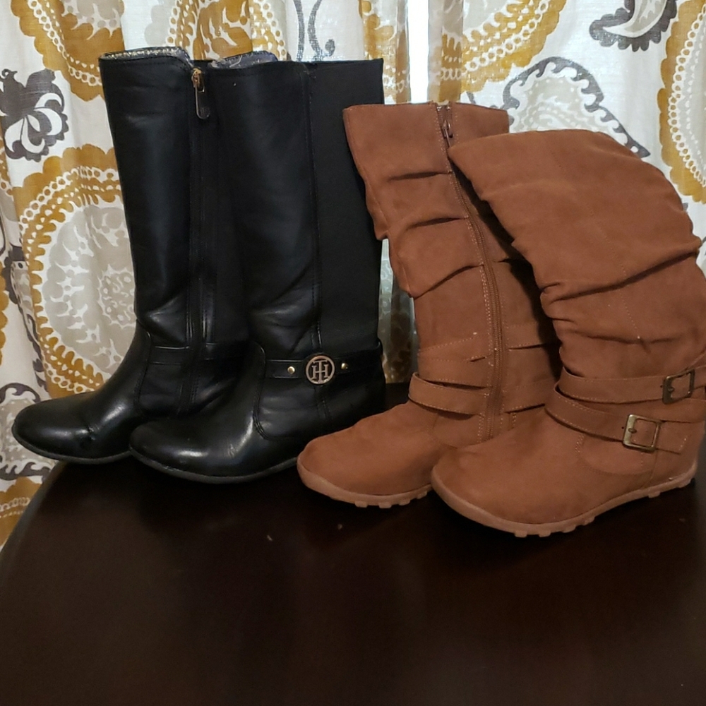 Size 13.5 2 pairs of girls knee high boots